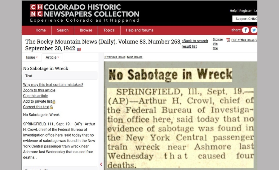 a screenshot of an article from the Rocky Mountain News in Colorado dated September 20, 2042