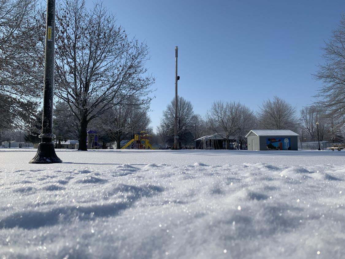 snow foreground with playground bkgd