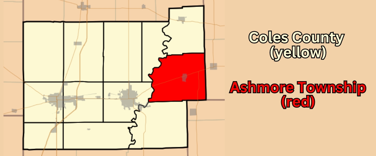 map of coles county with ashmore township in red