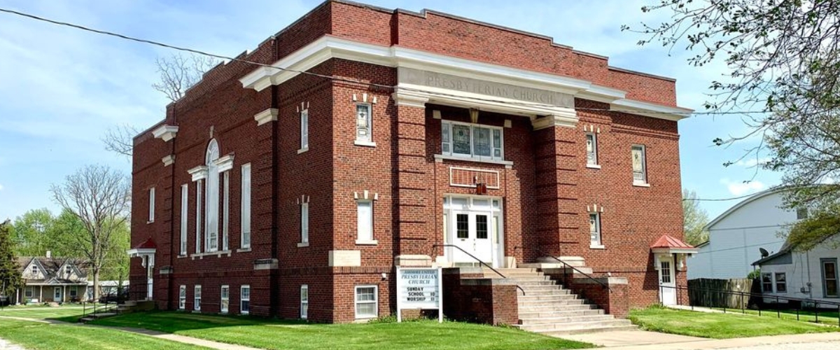 presbyterian church exterior in spring