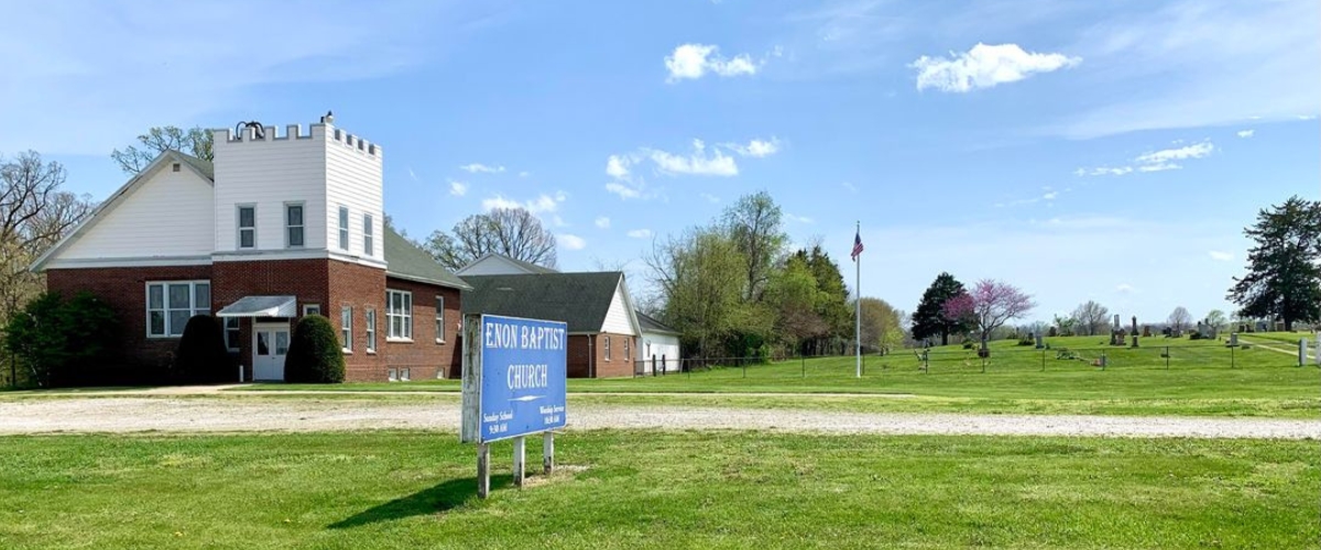 Enon baptist church exterior with cemetery