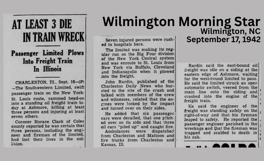 a screenshot of an article from the Wilmington Morning Star, Wilmington, North Carolina dated September 17, 1942